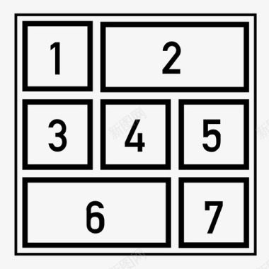 7平铺笔划数字框仪表板布局图标图标