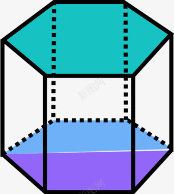 六角棱镜三维形状图标图标