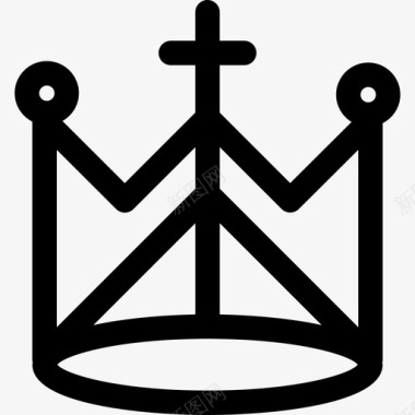 带有十字架和圆圈的宗教皇冠皇冠图标图标