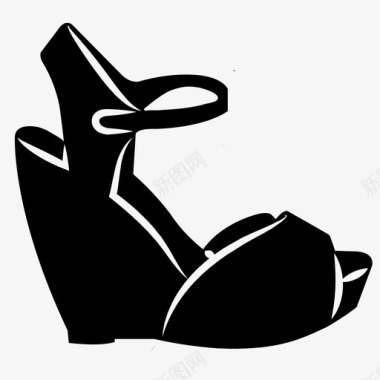 楔形鞋跟衣服时尚图标图标