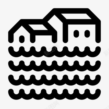 洪水灾害洪水家园图标图标