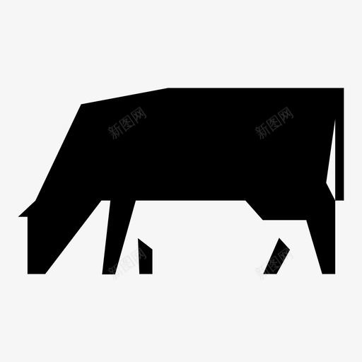 牛场几何农场动物图标svg_新图网 https://ixintu.com 几何农场 动物 牛场