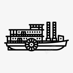 蒸汽船划船轮船蒸汽船图标高清图片