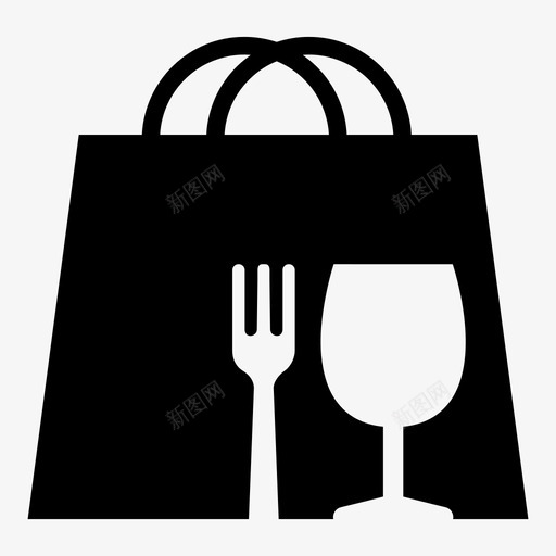 购物袋餐厅购物者图标svg_新图网 https://ixintu.com 商店 葡萄酒 购物区 购物和餐饮 购物者 购物袋 餐具 餐厅