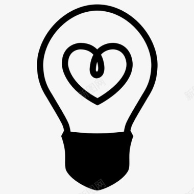 心脏灯泡由爱情人节图标图标