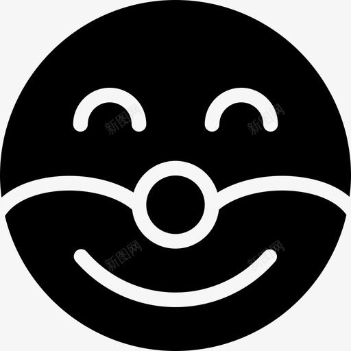 小丑脸有趣图标svg_新图网 https://ixintu.com 头 小丑 幽默 形状 插图 有趣 笑话 符号 脸 表情符号-实心 鼻子