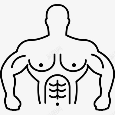 肌肉发达的体操运动员躯干轮廓人体操图标图标