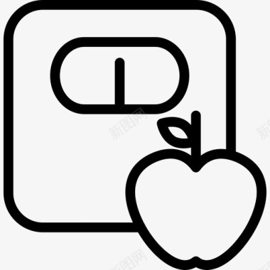 苹果和秤的轮廓食物体操图标图标