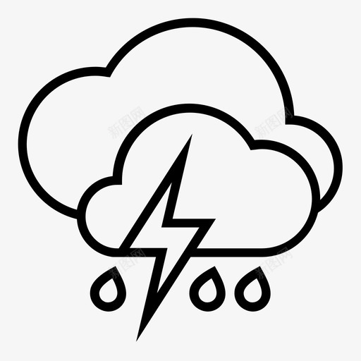 雷雨雨天暴雨图标svg_新图网 https://ixintu.com 天气状况 天气预报 暴雨 雨天 雷雨