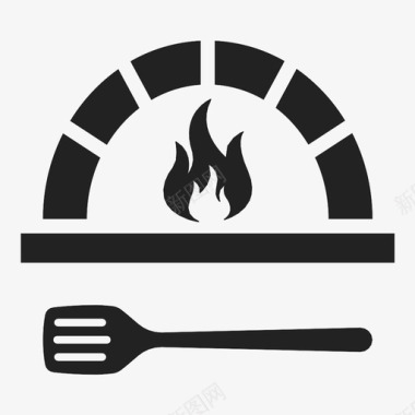 木火炉木烤箱比萨店图标图标