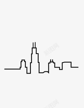 芝加哥风景伊利诺伊州图标图标