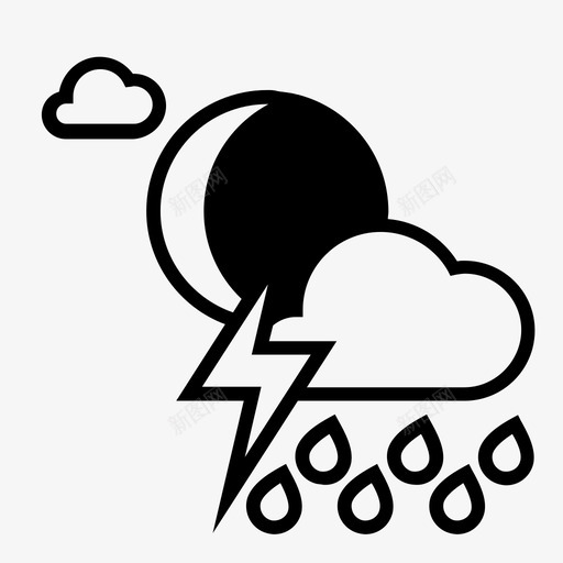 夜间暴雨和雷电下雨下雨天气图标svg_新图网 https://ixintu.com 下雨 下雨天气 夜间暴雨和雷电 天气预报 暴风雨