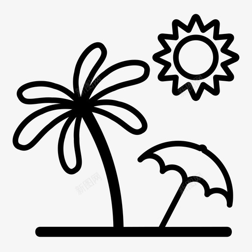 海滩热带阳光图标svg_新图网 https://ixintu.com 夏天 晴天 棕榈树 海洋 海滩 海边 热带 遮阳 阳伞 阳光