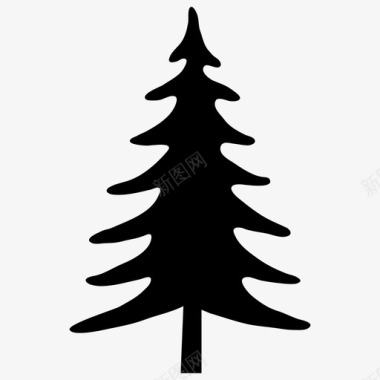 圣诞树木材季节性图标图标