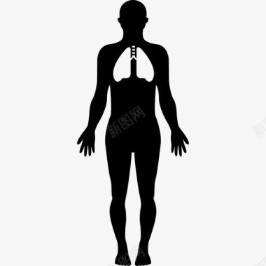 关注肺部医疗身体部位的人体轮廓图标图标