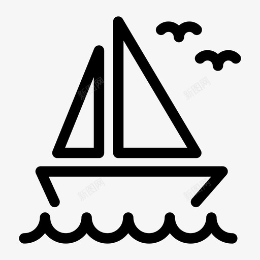帆船船旅行图标svg_新图网 https://ixintu.com 乘船旅行 城市 城市标志 大海 帆船 度假 旅行 水 波浪 船