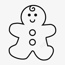 冬天的轮廓姜饼人小吃轮廓图标高清图片