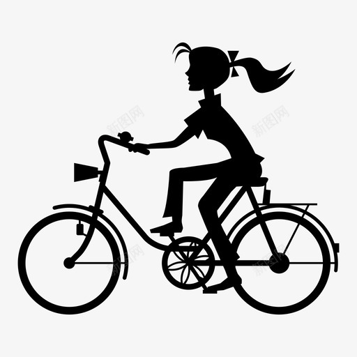 骑自行车散步运动图标svg_新图网 https://ixintu.com 女孩 女性 散步 运动 锻炼 骑自行车