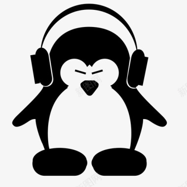 戴耳机的企鹅企鹅图标图标