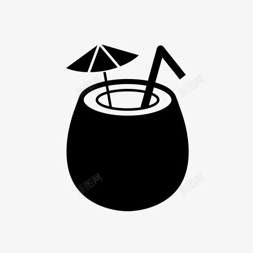 椰子稻草牛奶图标svg_新图网 https://ixintu.com 椰子 椰子奶 牛奶 稻草 酒吧 酒精 雨伞 饮料 鸡尾酒