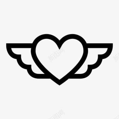 情人节心形翅膀图标图标