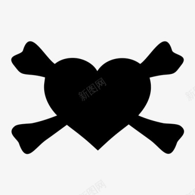 心和十字骨心和交叉骨海盗图标图标