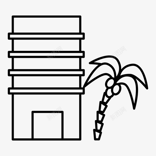 酒店热带位置旅游图标svg_新图网 https://ixintu.com 假日 建筑 旅游 棕榈树 椰子 海滩 热带位置 酒店