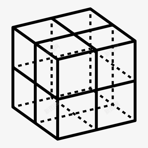 立方体划分三维正方形图标svg_新图网 https://ixintu.com 三维 内部 外部 多边形 多面体 正方形 深度 立方体划分 长度 骰子