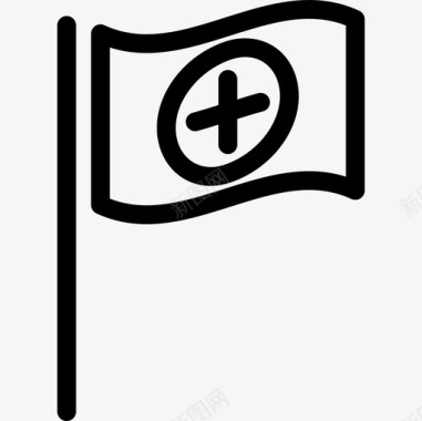 旗上有十字医药卫生图标图标