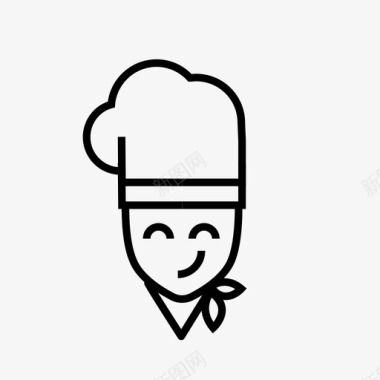 厨师长头巾插图职业图标图标