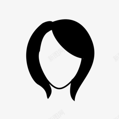 女人短发肖像照图标图标