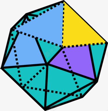 二十面体三维三维形状图标图标