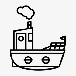 蒸汽船船拖船旅行图标高清图片