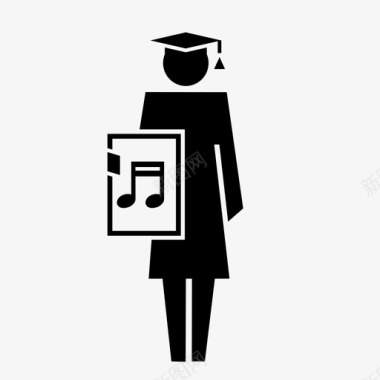 学生音乐系学生女性图标图标
