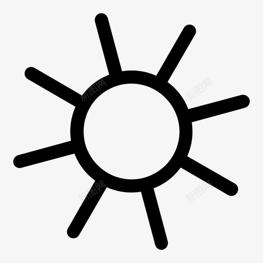 太阳形状线图标svg_新图网 https://ixintu.com 光 卷曲 图形 图标 太阳 带边框 形状 热 简单 简单的卷曲图标 线