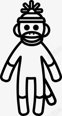 袜子猴填充动物柔软图标图标