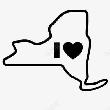 纽约美国州轮廓图标图标