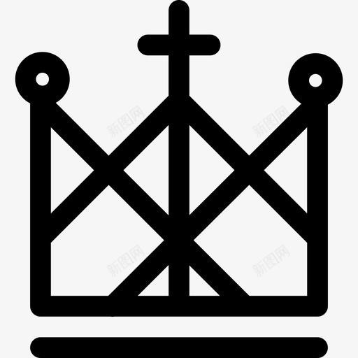 皇家皇冠线条顶部有天主教十字架形状图标svg_新图网 https://ixintu.com 形状 皇冠 皇家皇冠线条设计 顶部有天主教十字架