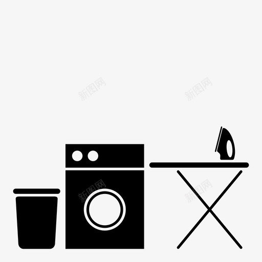 洗衣垃圾洗衣篮图标svg_新图网 https://ixintu.com 垃圾 干净衣服 洗衣 洗衣机 洗衣篮 清洁 熨衣板
