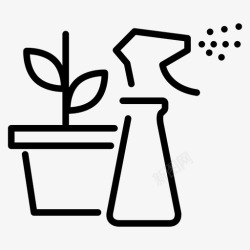 绿色喷雾瓶绿色清洁浇灌植物喷雾瓶图标高清图片