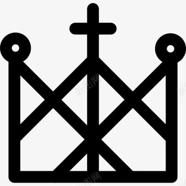 皇室皇冠由线条和十字架标志皇冠组成图标图标