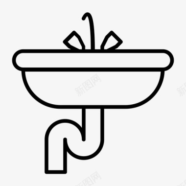 水槽卫生学淋浴图标图标