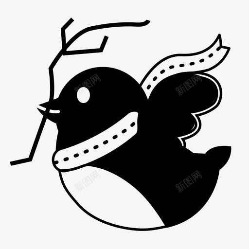 冬天戴围巾的鸟圣诞节的标志图标svg_新图网 https://ixintu.com 冬天戴围巾的鸟 圣诞节的标志