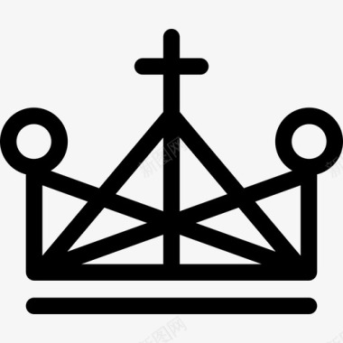 皇冠由三角形轮廓制成有十字和小圆形状图标图标