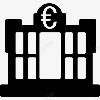 欧元建筑物金融和贸易银行大楼图标图标