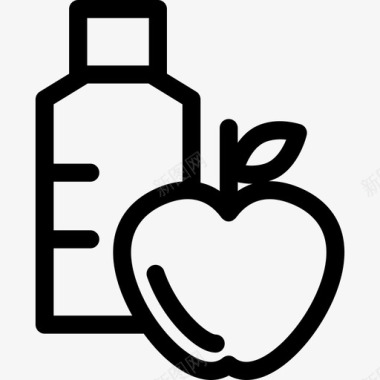 苹果和水瓶食品药品和健康图标图标