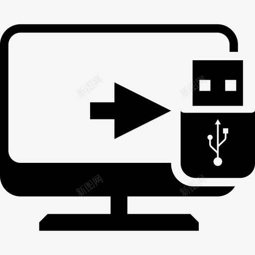 带闪存驱动器符号数据的台式电脑屏幕图标svg_新图网 https://ixintu.com 带闪存驱动器符号 数据的台式电脑屏幕