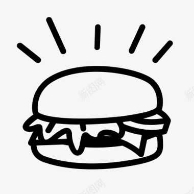芝士汉堡三明治午餐图标图标