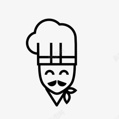 厨师长头巾插图职业图标图标