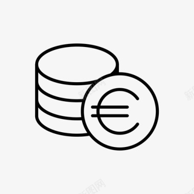 欧元一叠硬币货币图标图标